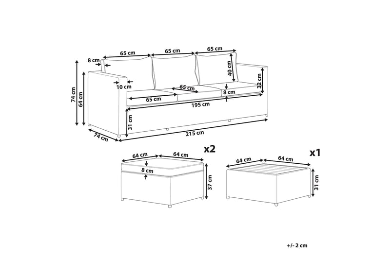 Loungegrupp Utomhus rottig grå SABBIA - Grå - Utemöbler - Loungemöbler - Loungegrupp & Loungeset