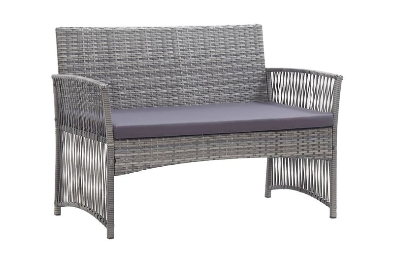 Loungegrupp Utomhus trädgård med dynor 4 delar konstrotting antracit - Grå - Utemöbler - Loungemöbler - Loungegrupp & Loungeset