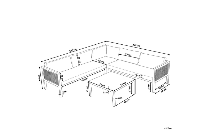 Loungegrupp Utomhus vit/brun BORELLO - Vit - Utemöbler - Loungemöbler - Loungegrupp & Loungeset