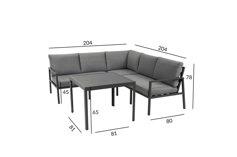 Möbelset ADRIAN bord och Hörnsoffa mörkgrå - Soffgrupp utomhus - Loungegrupp & Loungeset - Altanmöbler