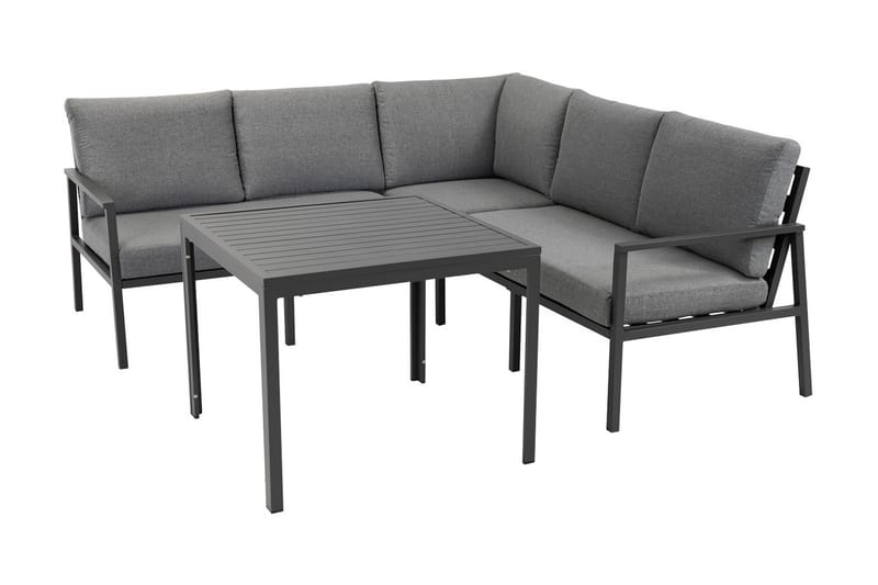Möbelset ADRIAN bord och Hörnsoffa mörkgrå - Altanmöbler - Soffgrupp utomhus - Loungegrupp & Loungeset