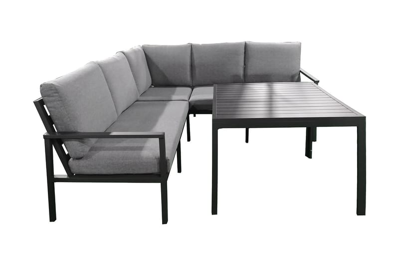 Möbelset ADRIAN bord och Hörnsoffa mörkgrå - Altanmöbler - Soffgrupp utomhus - Loungegrupp & Loungeset