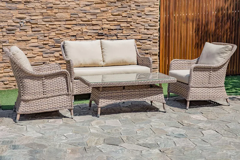 Möbelset EDEN Utebord Utesoffa och 2 Utefåtöljer - Utemöbler - Loungemöbler - Loungegrupp & Loungeset