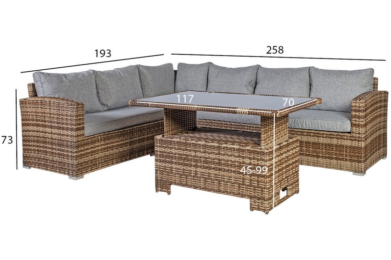 Möbelset ZURICH med kuddar bord och Hörnsoffa - Altanmöbler - Soffgrupp utomhus - Loungegrupp & Loungeset