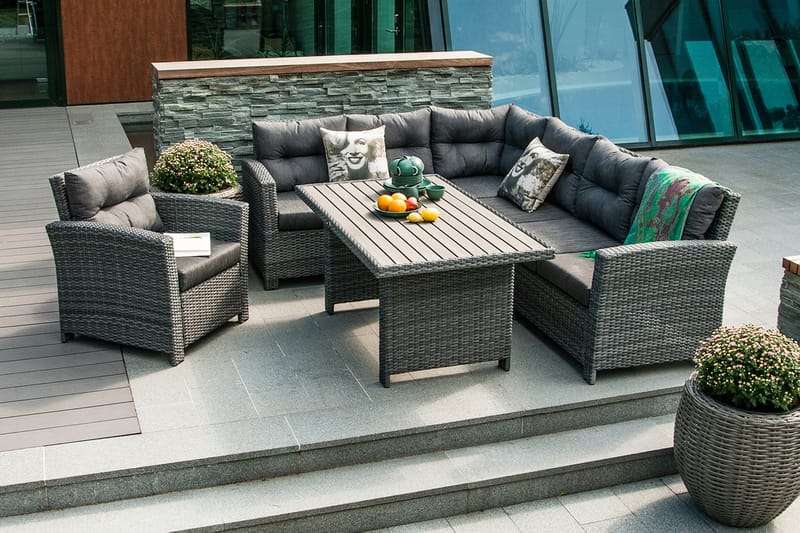 Möbelset Pavia Hörnsoffa Utomhus Med Utebord Och Kuddar - Utemöbler - Loungemöbler - Loungegrupp & Loungeset