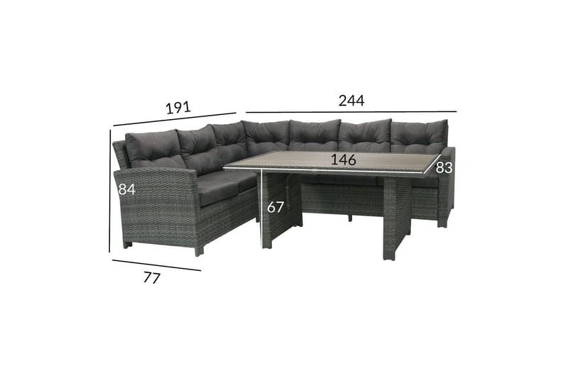 Möbelset Pavia Hörnsoffa Utomhus Med Utebord Och Kuddar - Utemöbler - Loungemöbler - Loungegrupp & Loungeset