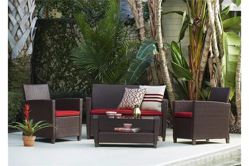 Malmo Loungegrupp Utomhus Konstrotting Brun - Dorel Home - Utemöbler - Loungemöbler - Loungegrupp & Loungeset