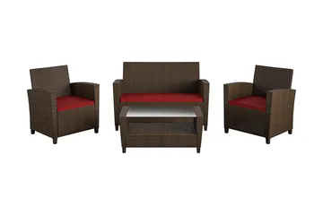 Malmo Loungegrupp Utomhus Konstrotting Brun - Dorel Home - Utemöbler - Loungemöbler - Loungegrupp & Loungeset