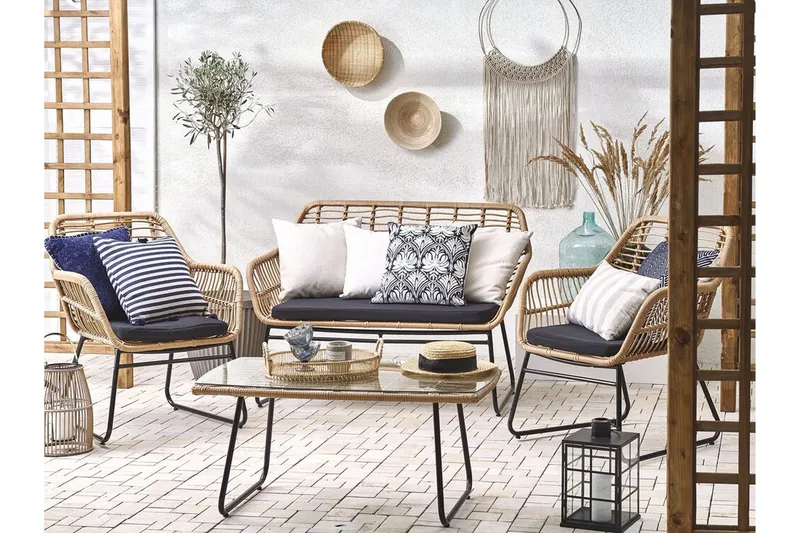 Malvedo Soffgrupp Utomhus - Natur/Svart - Utemöbler - Loungemöbler - Loungegrupp & Loungeset