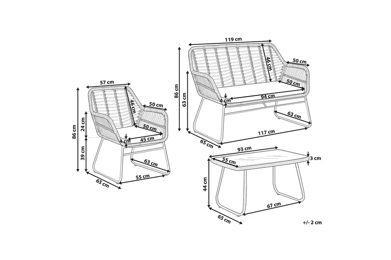 Malvedo Soffgrupp Utomhus - Natur/Svart - Utemöbler - Loungemöbler - Loungegrupp & Loungeset