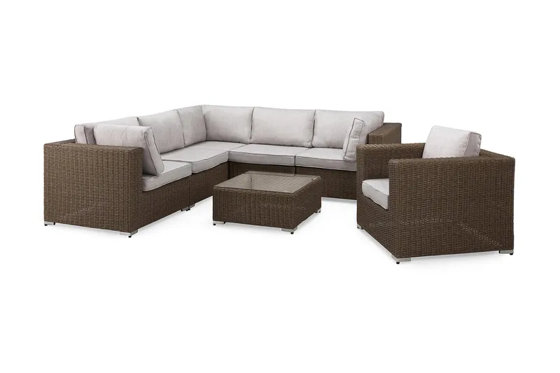 Marcus Loungegrupp - Brun / Vita dynor - Trädgård & spabad - Utemiljö - Altan & terrass - Altanmöbler