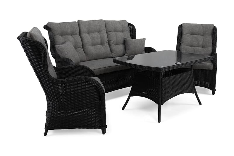 Marcus Soffgrupp 3-sits Ink. Fåtöljer - Svart - Utemöbler - Loungemöbler - Loungegrupp & Loungeset