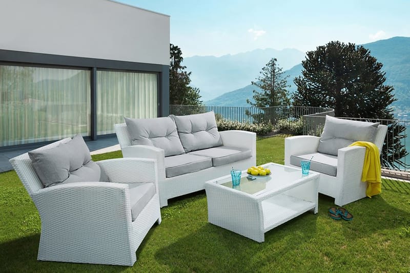Marino Loungegrupp Utomhus 146 cm - Vit - Utemöbler - Loungemöbler - Loungegrupp & Loungeset