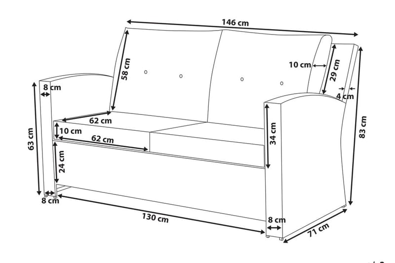 Marino Loungegrupp Utomhus 146 cm - Vit - Utemöbler - Loungemöbler - Loungegrupp & Loungeset