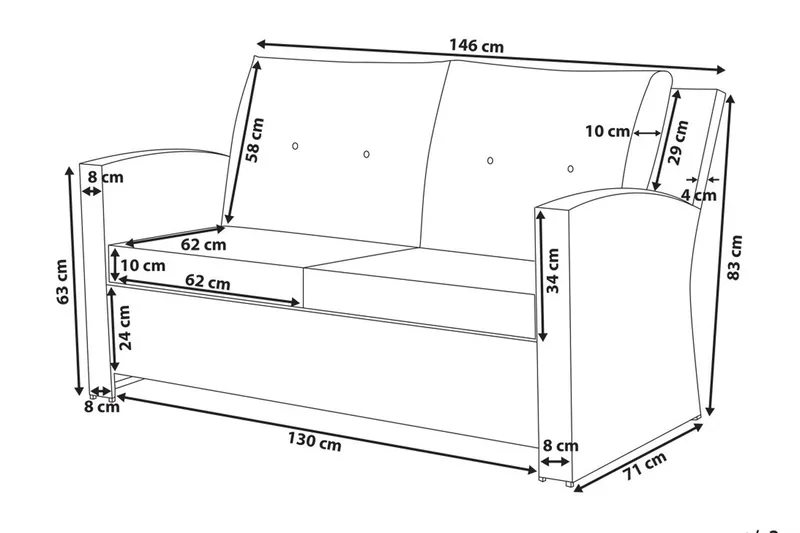 Marino Loungegrupp Utomhus 146 cm - Vit - Utemöbler - Loungemöbler - Loungegrupp & Loungeset