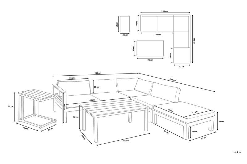 Messina Loungegrupp Utomhus 147 cm - Vit - Utemöbler - Loungemöbler - Loungegrupp & Loungeset