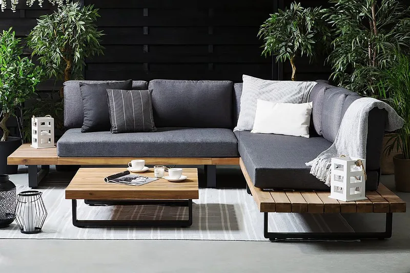 Mykonos Loungegrupp Utomhus 256 cm - Trä/Natur - Utemöbler - Loungemöbler - Loungegrupp & Loungeset