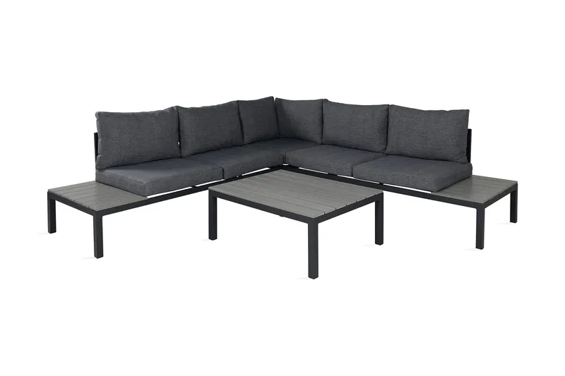 Odense Loungegrupp Utomhus med Dynor, Svart