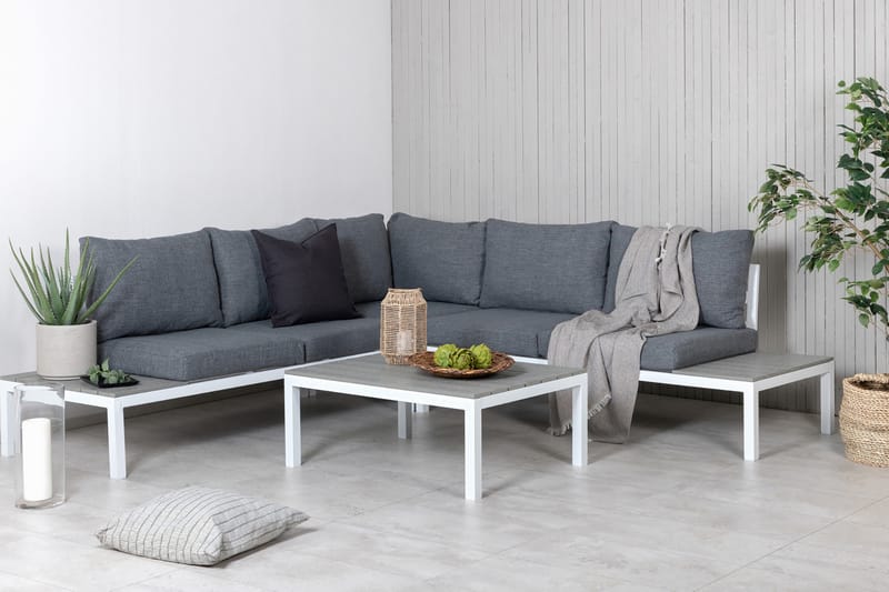 Odense Loungegrupp Utomhus med Dynor - Vit - Utemöbler - Loungemöbler - Loungegrupp & Loungeset