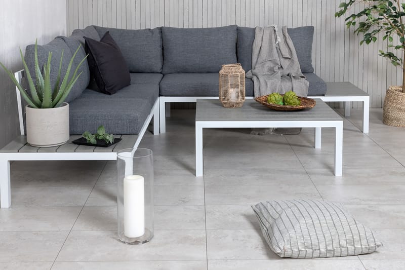 Odense Loungegrupp Utomhus med Dynor - Vit - Utemöbler - Loungemöbler - Loungegrupp & Loungeset