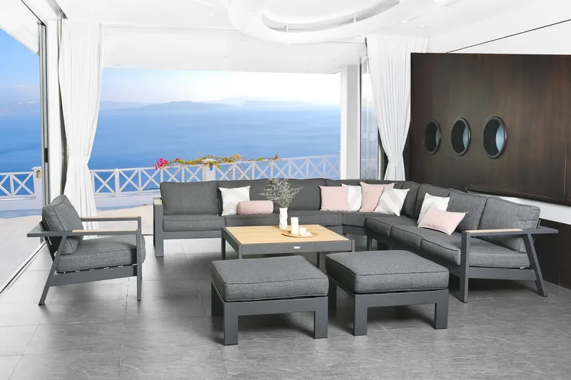 Palau Loungegrupp Utomhus 5-sits - Trä/Grå - Trädgård & spabad - Utemiljö - Altan & terrass - Altanmöbler