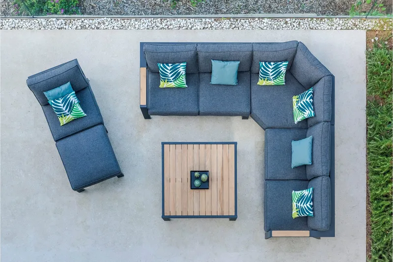 Palau Loungegrupp Utomhus 5-sits - Trä/Grå - Trädgård & spabad - Utemiljö - Altan & terrass - Altanmöbler