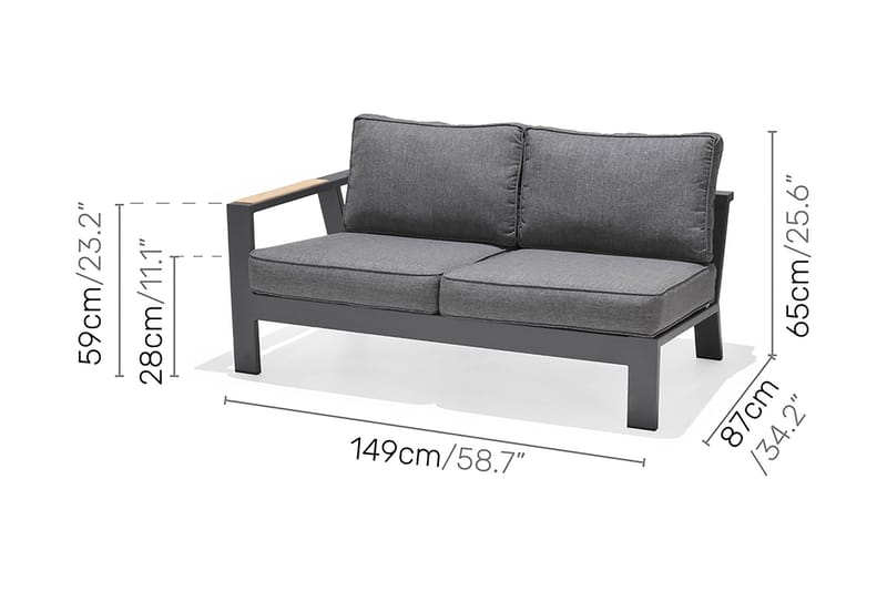 Palau Loungegrupp Utomhus 6-sits - Trä/Grå - Trädgård & spabad - Utemiljö - Altan & terrass - Altanmöbler