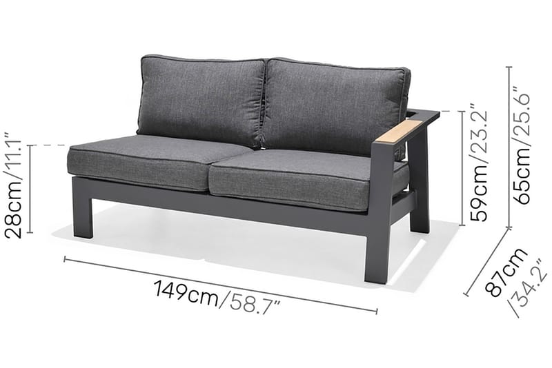 Palau Loungegrupp Utomhus 8-sits - Trä/Grå - Trädgård & spabad - Utemiljö - Altan & terrass - Altanmöbler