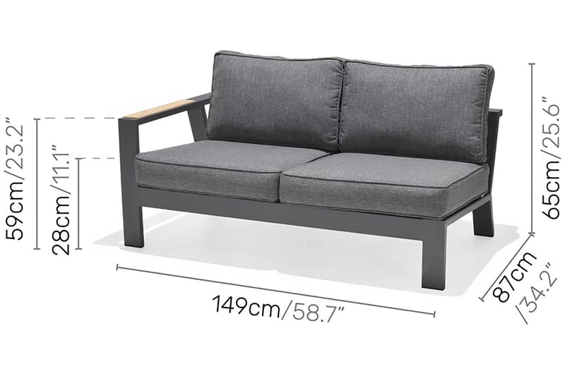 Palau Loungegrupp Utomhus 8-sits - Trä/Grå - Trädgård & spabad - Utemiljö - Altan & terrass - Altanmöbler