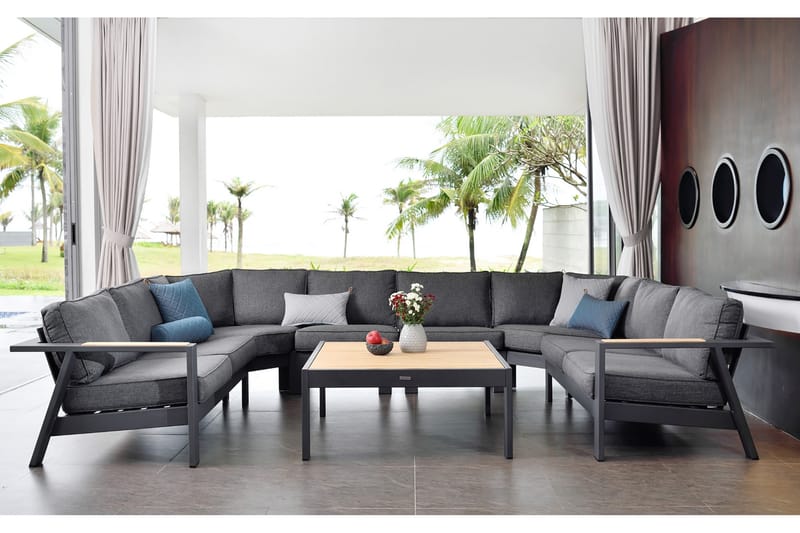 Palau Loungegrupp Utomhus 8-sits - Trä/Grå - Trädgård & spabad - Utemiljö - Altan & terrass - Altanmöbler