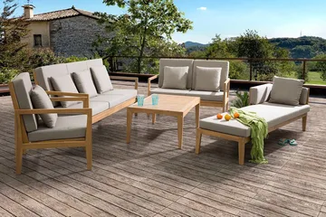 Pataja Loungegrupp Utomhus - Akacia/Grå - Utemöbler - Loungemöbler - Loungegrupp & Loungeset