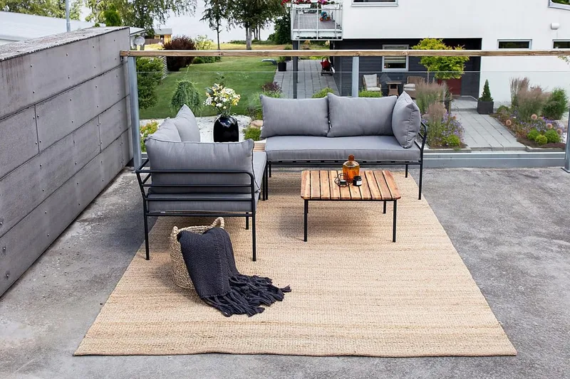 Penh Hörnsoffa Utomhus - Svart/Natur - Utemöbler - Loungemöbler - Loungegrupp & Loungeset