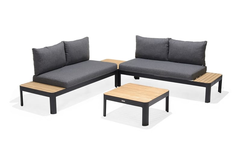 Portals Loungegrupp Utomhus 4-sits - Teak/Svart - Trädgård & spabad - Utemiljö - Altan & terrass - Altanmöbler