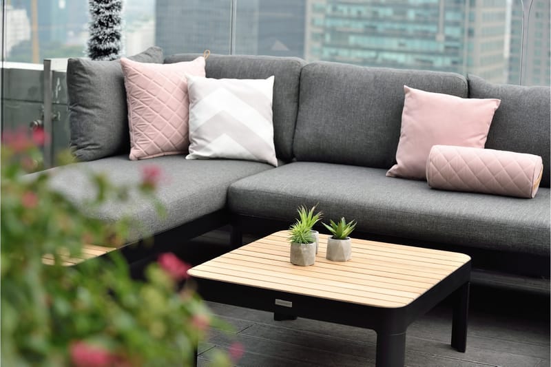 Portals Loungegrupp Utomhus 4-sits - Teak/Svart - Trädgård & spabad - Utemiljö - Altan & terrass - Altanmöbler