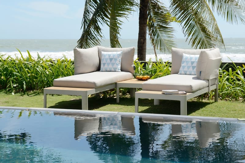 Portals Loungegrupp Utomhus 4-sits - Vit/Teak - Trädgård & spabad - Utemiljö - Altan & terrass - Altanmöbler