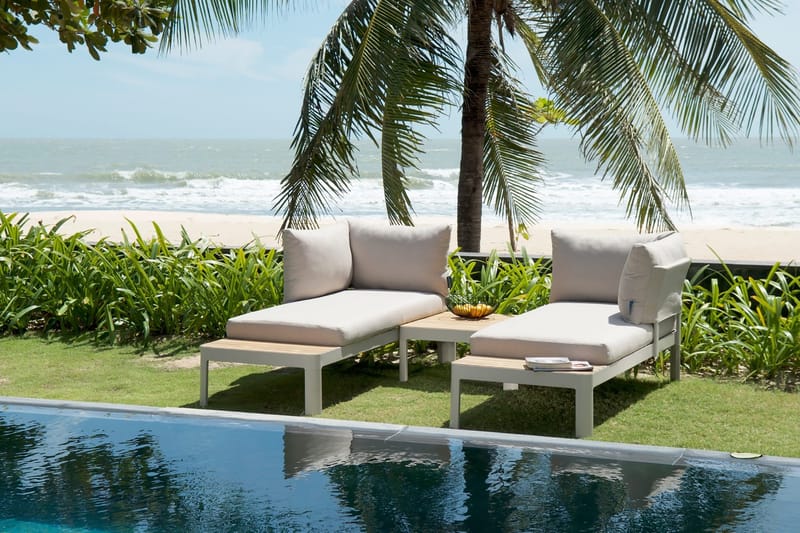 Portals Loungegrupp Utomhus 4-sits - Vit/Teak - Trädgård & spabad - Utemiljö - Altan & terrass - Altanmöbler