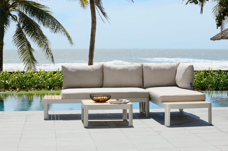 Portals Loungegrupp Utomhus 4-sits - Vit/Teak - Trädgård & spabad - Utemiljö - Altan & terrass - Altanmöbler