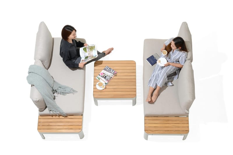 Portals Loungegrupp Utomhus 4-sits - Vit/Teak - Trädgård & spabad - Utemiljö - Altan & terrass - Altanmöbler