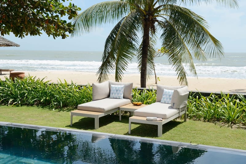 Portals Loungegrupp Utomhus 4-sits - Vit/Teak - Trädgård & spabad - Utemiljö - Altan & terrass - Altanmöbler