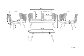 Ragusa Loungegrupp Utomhus 156 cm - Grå - Utemöbler - Loungemöbler - Loungegrupp & Loungeset