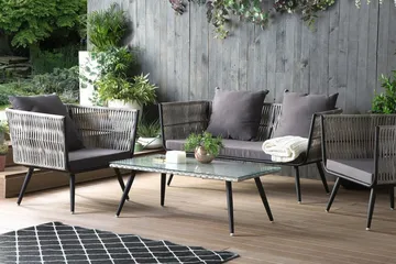 Ragusa Loungegrupp Utomhus 156 cm - Grå - Utemöbler - Loungemöbler - Loungegrupp & Loungeset