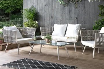 Ragusa Loungegrupp Utomhus 156 cm - Grå - Utemöbler - Loungemöbler - Loungegrupp & Loungeset