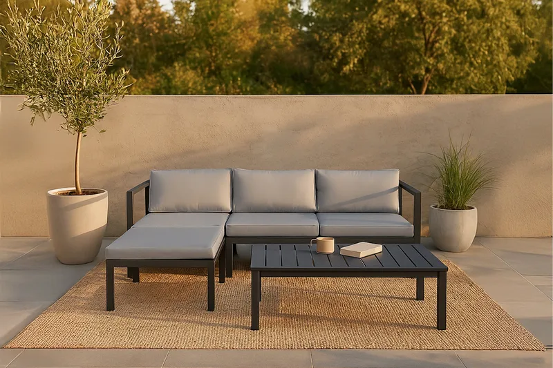 Salvador Loungegrupp Utomhus - Grå/Svart - Utemöbler - Loungemöbler - Loungegrupp & Loungeset
