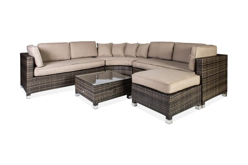 Set DAWSON med kuddar Utebord Hörnsoffa Utomhus och fotpall, undefined