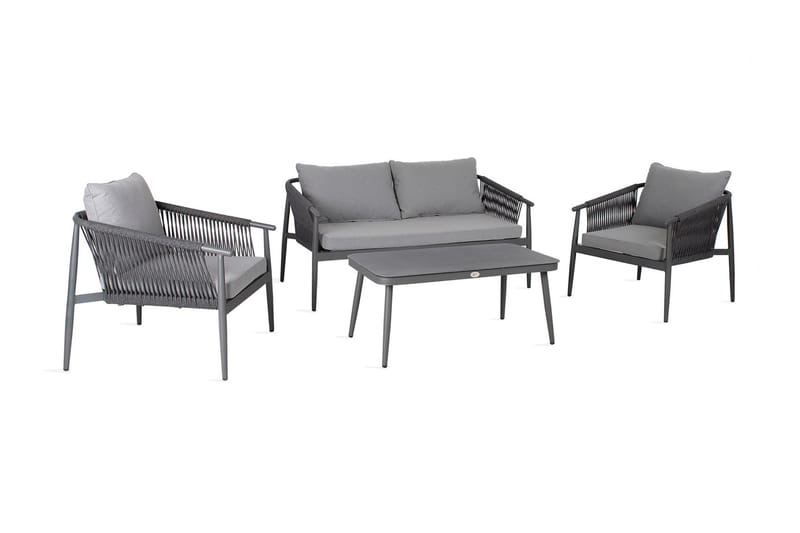 Set WEILBURG bord soffa och 2 stolar grå - Altanmöbler - Soffgrupp utomhus - Loungegrupp & Loungeset