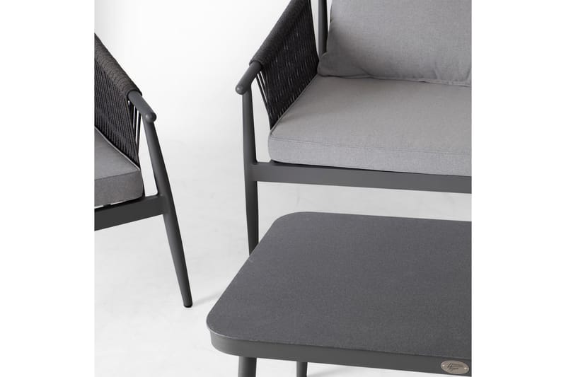 Set WEILBURG bord soffa och 2 stolar grå - Altanmöbler - Soffgrupp utomhus - Loungegrupp & Loungeset