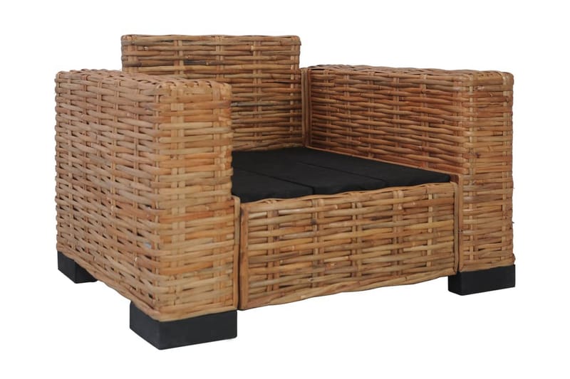 Soffgrupp Utomhus 3 delar med dynor naturlig rotting - Brun - Utemöbler - Loungemöbler - Loungegrupp & Loungeset