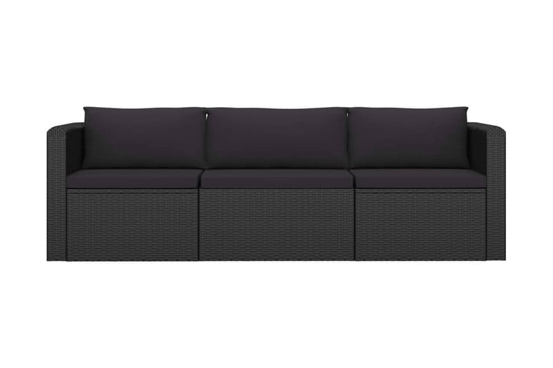Soffgrupp Utomhus för trädgård med dynor 3 delar konstrotting svart - Svart - Utemöbler - Loungemöbler - Loungegrupp & Loungeset
