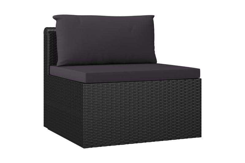 Soffgrupp Utomhus för trädgård med dynor 3 delar konstrotting svart - Svart - Utemöbler - Loungemöbler - Loungegrupp & Loungeset