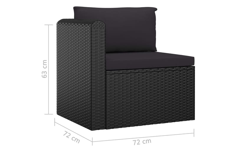 Soffgrupp Utomhus för trädgård med dynor 3 delar konstrotting svart - Svart - Utemöbler - Loungemöbler - Loungegrupp & Loungeset